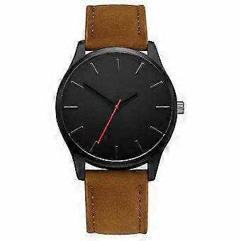Einfache analoge Armbanduhr mit Quarzwerk und PU-Armband | Braun