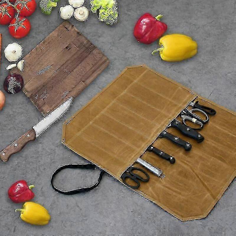 Foldable Waxed Canvas Knife Roll