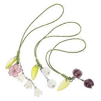 3pcs Cute Tulip Keychain Set and Pastel Flower Phone Charm for Bags Backpacks and Keys White Purple Pink