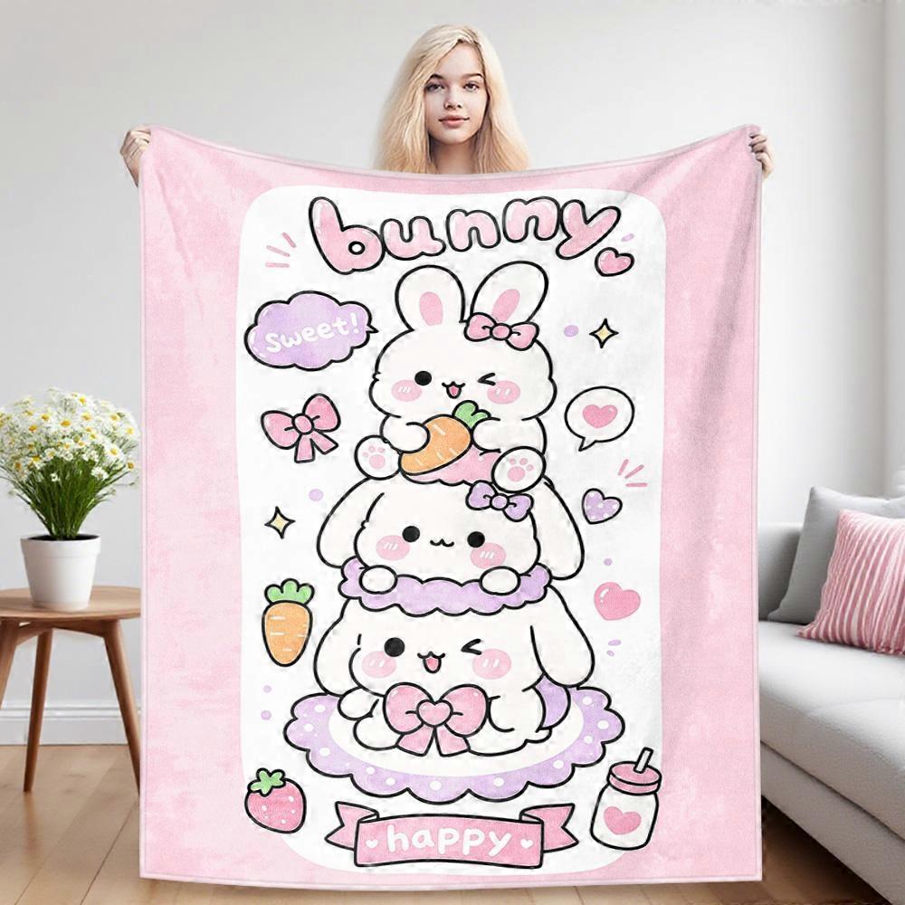 Bunny Stack Nap Blanket,Flannel Blanket,Suitable For Sofas,Beds,Cars,Rooms,Offices,Camping,Exquisite Gift Blankets