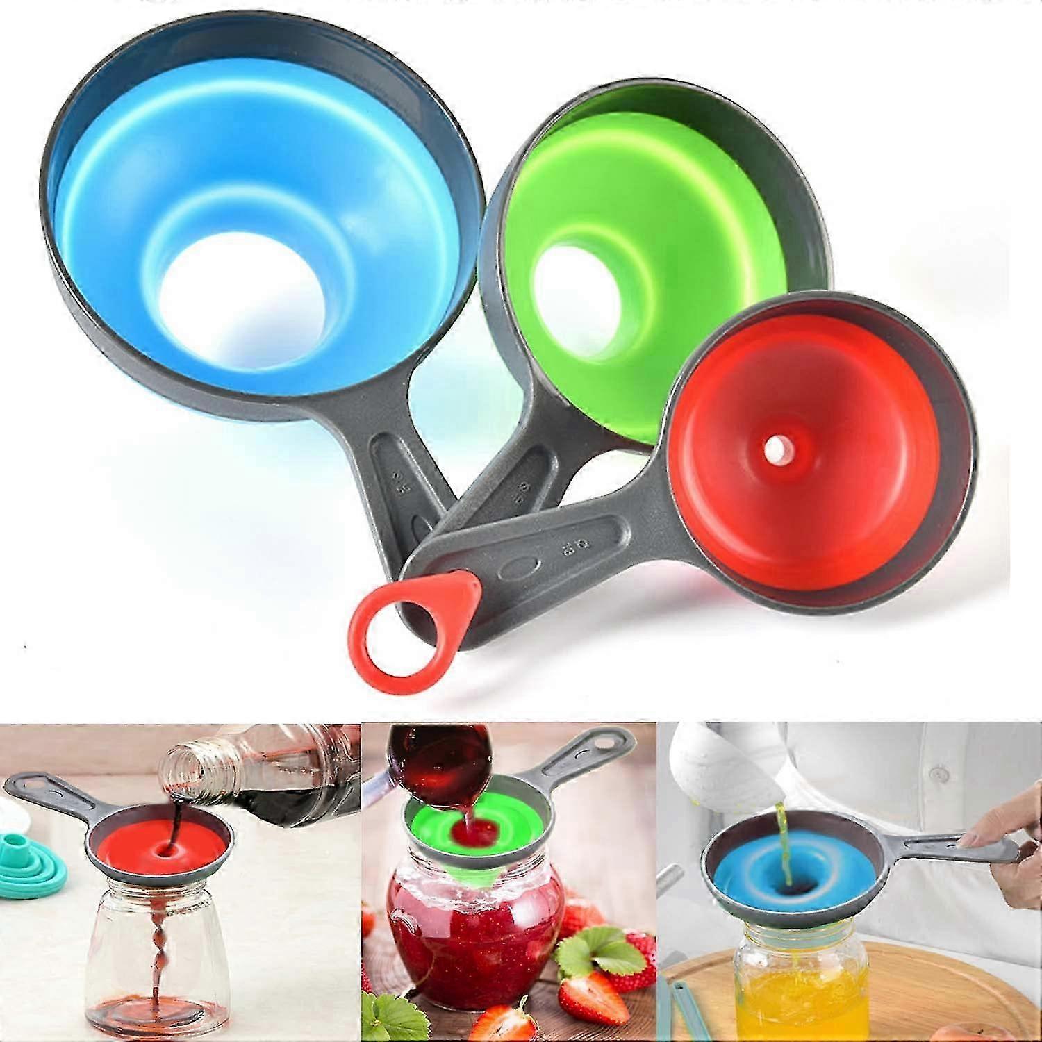 Dishwasher-Safe Silicone Kitchen Funnel Set