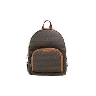 Michael Kors Jaycee Large Brown Signature PVC Shoulder Backpack Bookbag