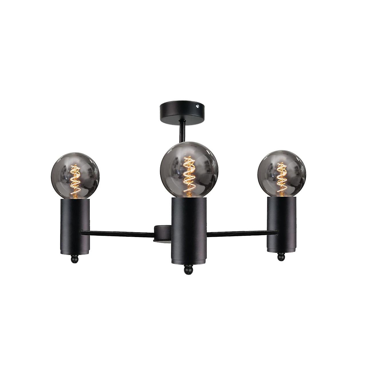Keter Arde Multi Arm Semi Flush Ceiling Light Black, 60cm, 3x E27