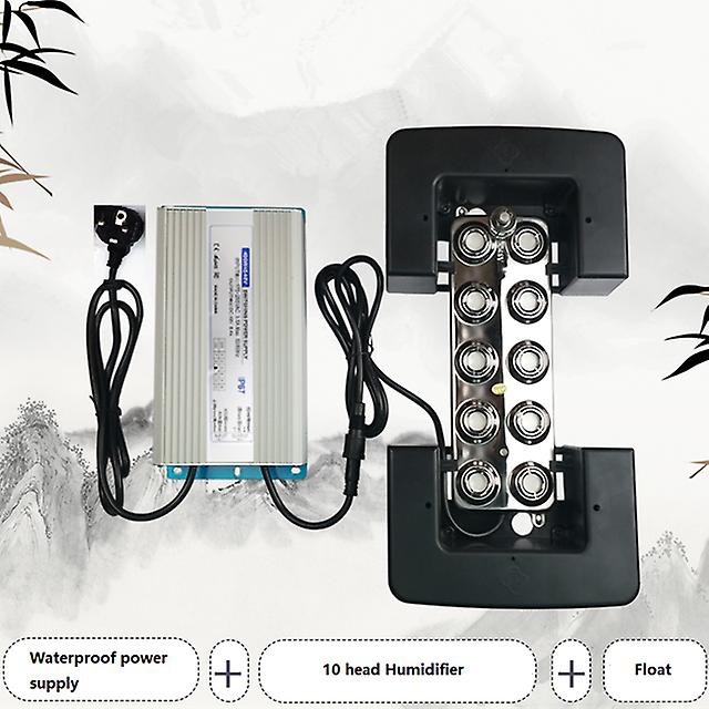 Dc48v Ultrasonic Humidifier With 220v Waterproof Power Supply 10 Head Atomizer Fog Machine 5kg/h Mist Maker Fogger