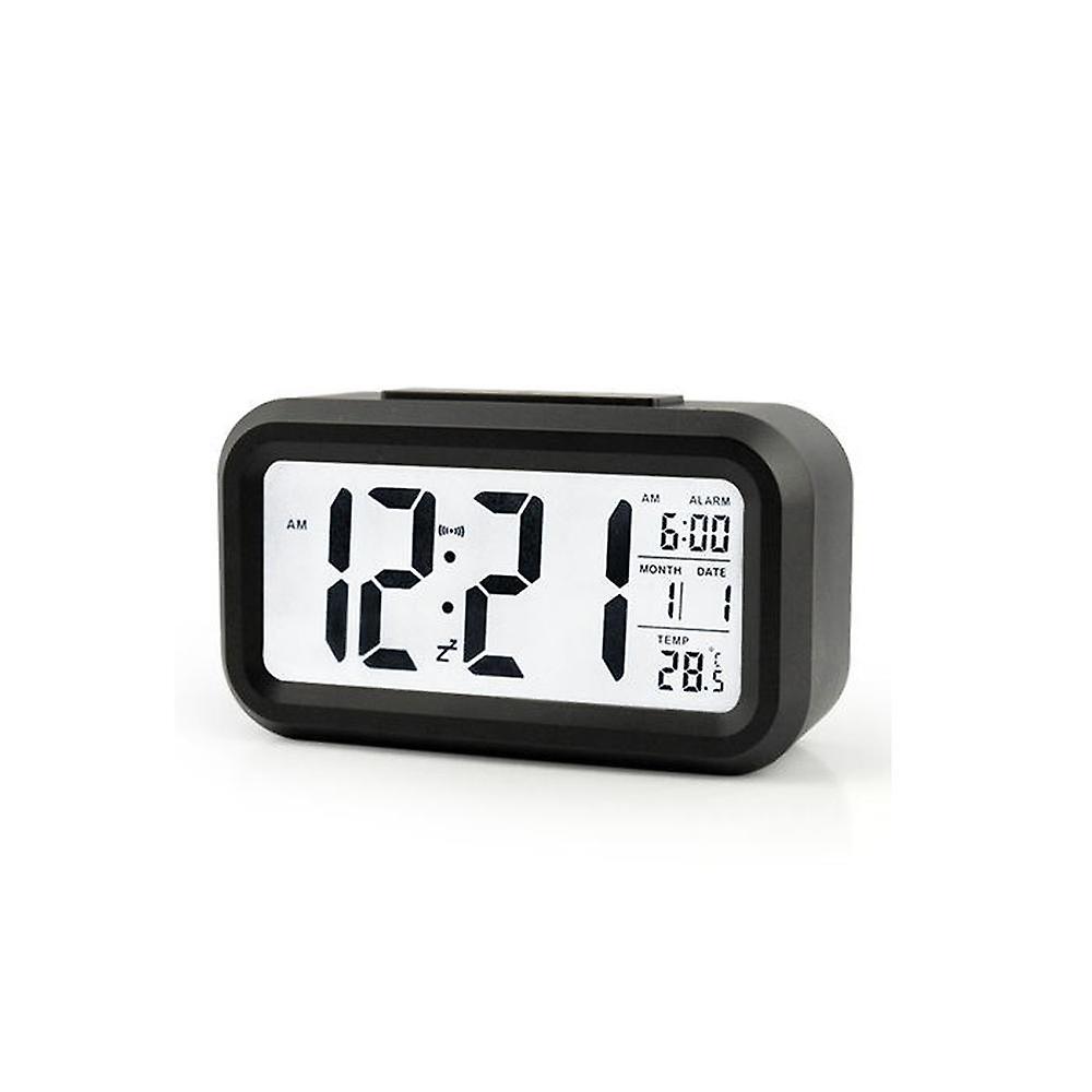 Backlit Electronic Digital Temperature Alarm Clock Calendar Snooze Function Bedside Alarm Clock Smart Digital Alarm Clockblack
