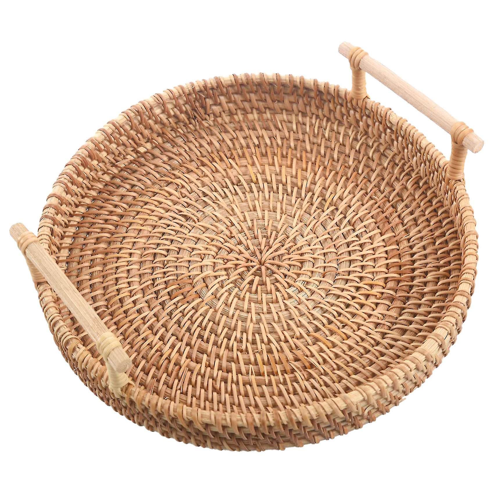 Bread Basket Round Woven Tea Tray With S For Serving Dinner Ps Breakfast (