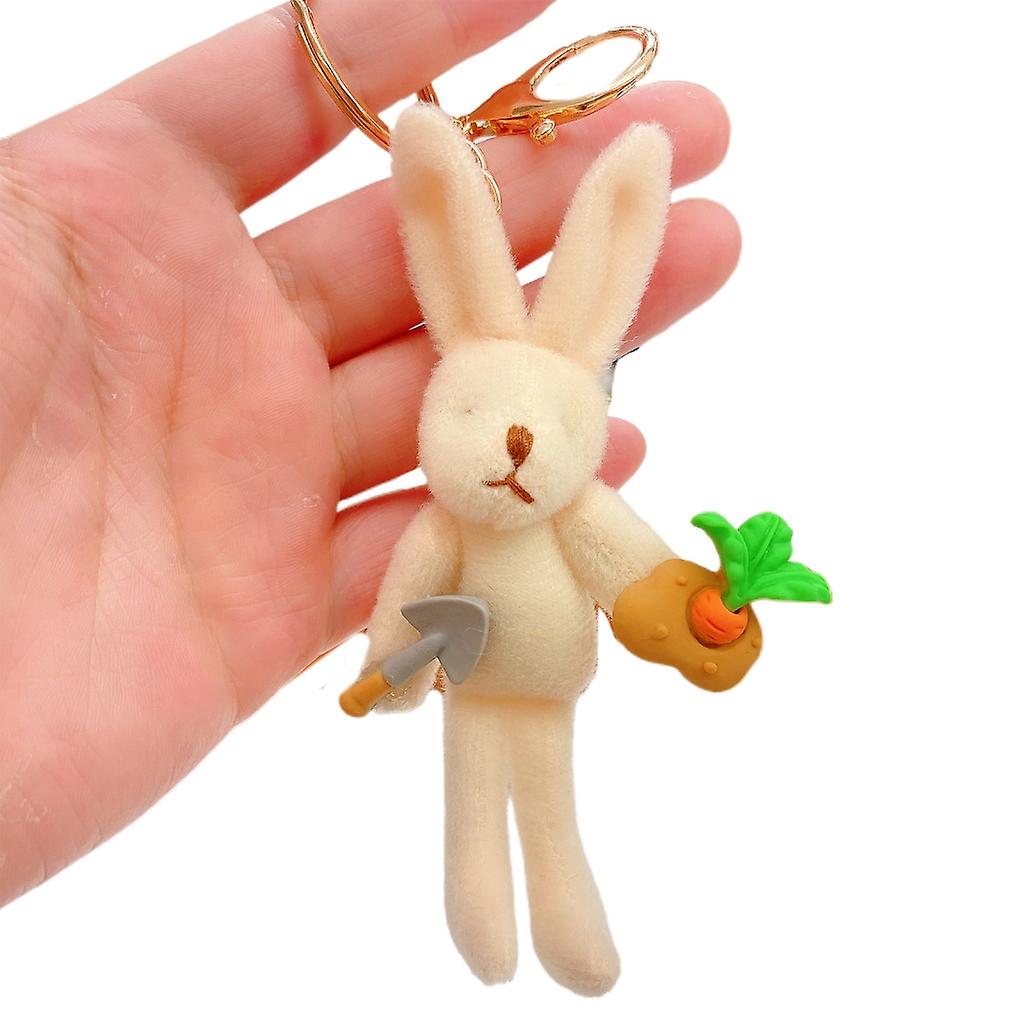Cartoon Labor Bunny Cute Dolls Bag Keychain Interesting Niche Plush Keys Chain