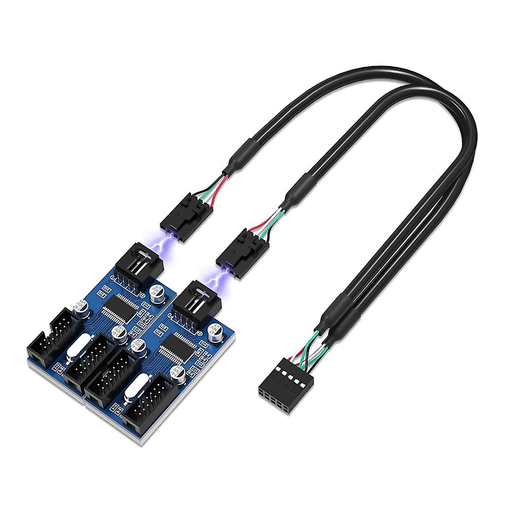 PC Case Internal 9Pin 1 to 4 Splitter Extender Adapter Cable for Desktop