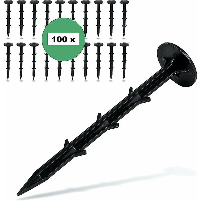 100 Pack Weed Control Web Anchor Stakes - Extremely Stable - Unbreakable Plastic Stakes
