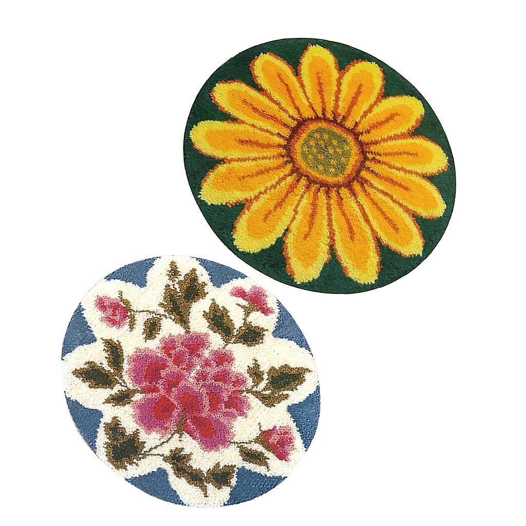 2 sæt låsekrog tæppesæt DIY blomster tæppe håndværk tæppe til voksne