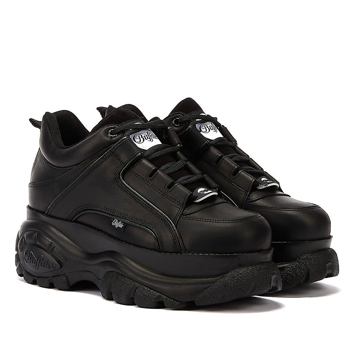 Buffalo London Men Black Leather Trainers