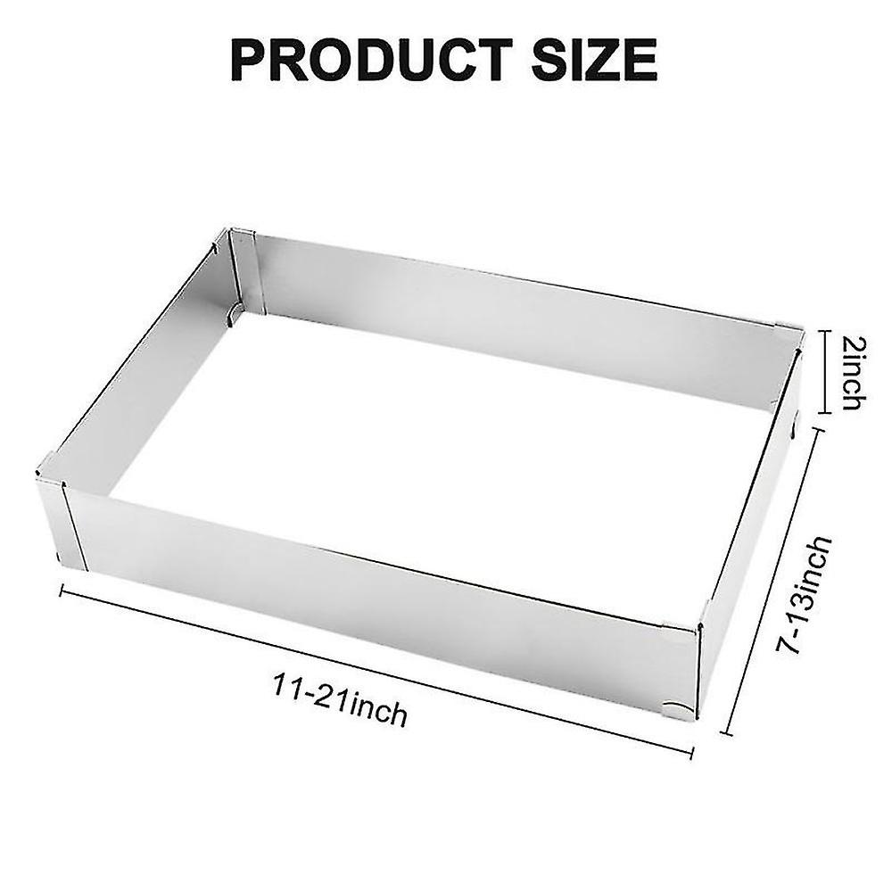 Baking Mould Square, Adjustable, Baking Frame Rectangular Extendable Cake Frame Cake/pizza Frame, C
