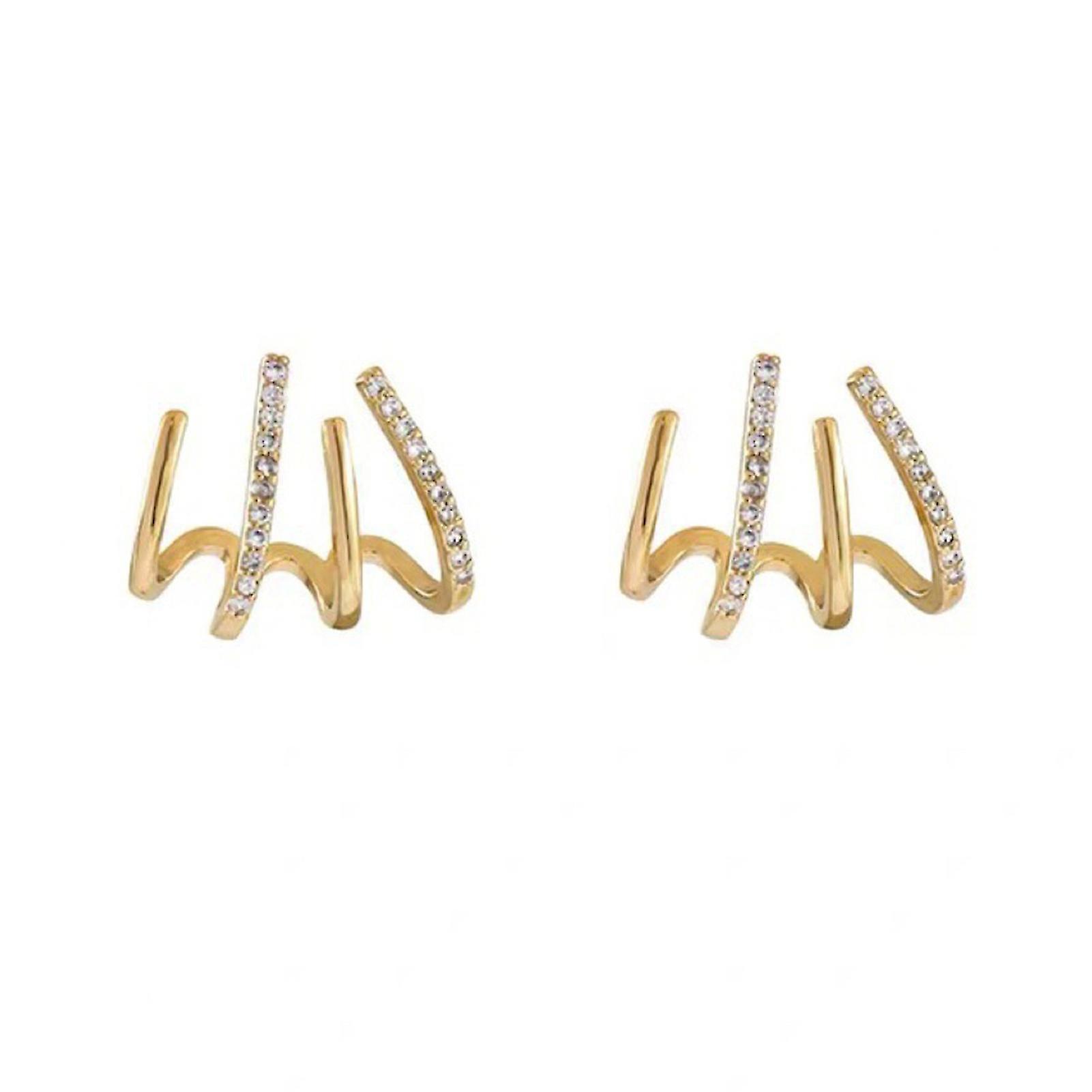 1 paire de boucles d’oreilles à clous Quatre griffes Rangée Strass Bijoux Mode Apparence Coréen Stud Poignets d’oreille pour un usage quotidien