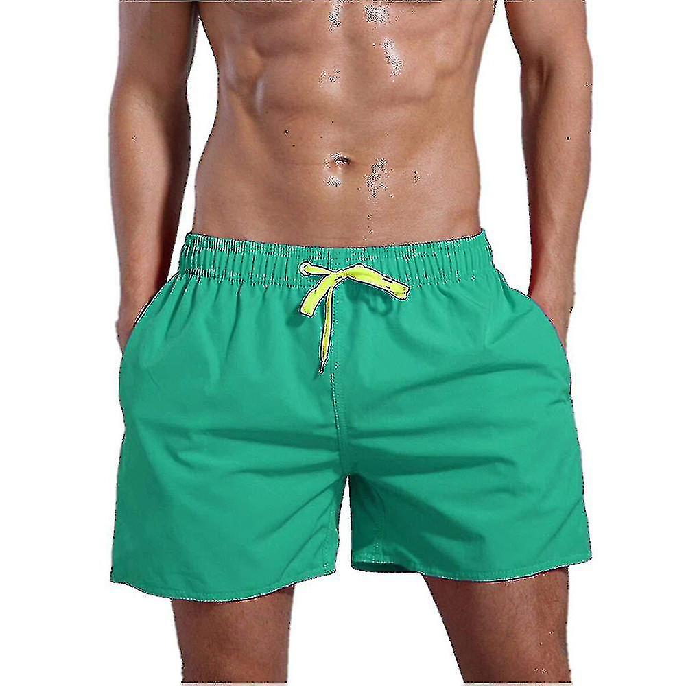 Mens Solid Drawstring Elastic Waist Short Pants Swimming Shorts Swimwear Beachwear Summer