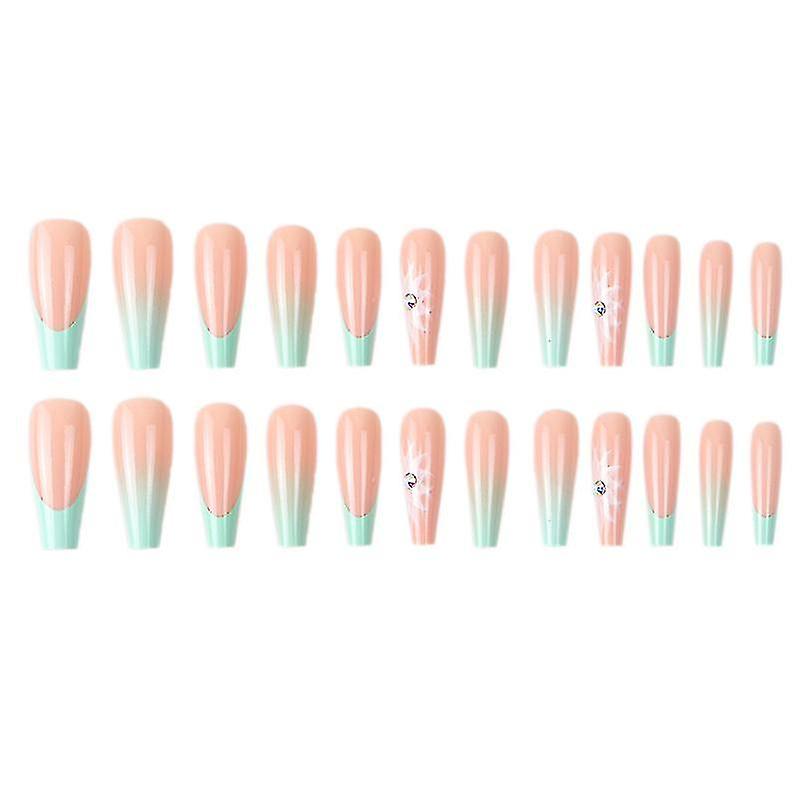 24 Long Pointed Press False Nails Art