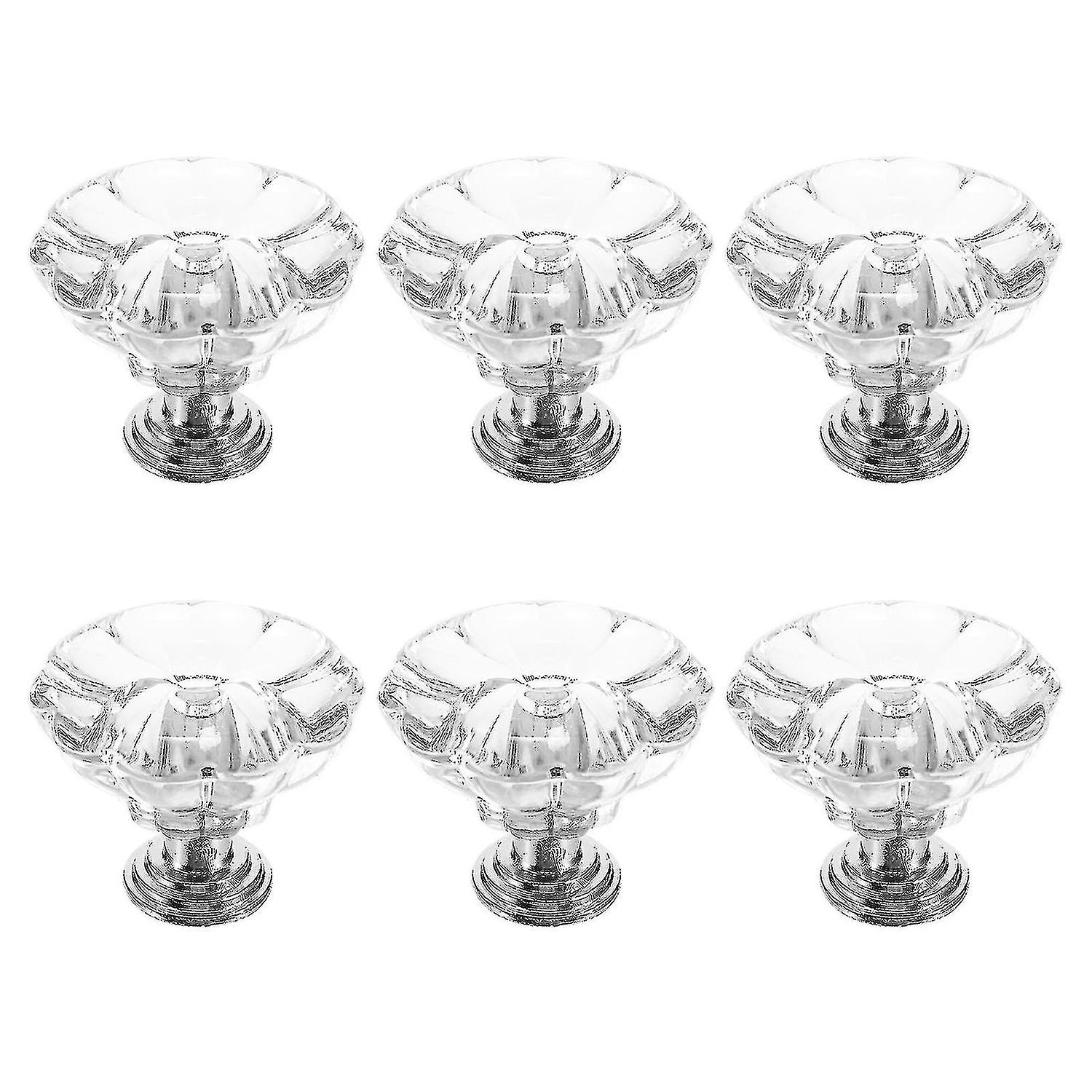 6pcs Crystal Clear Doorknobs Cupboard Cabinet Drawer Door Knobs Pull Handles