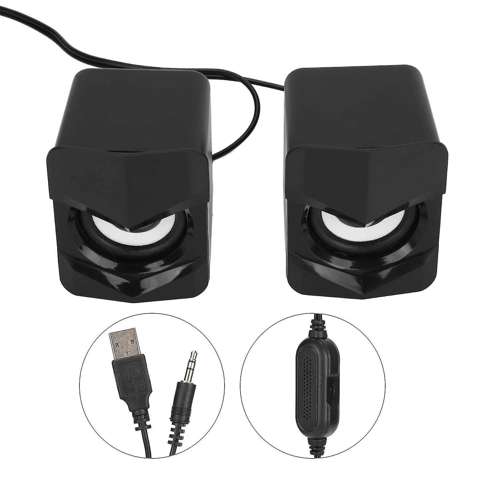 Mini USB Wired Computer Speaker, Desktop Multimedia Speaker for PC Monitor, Mobile Phone, Laptop, Regular Style, Black