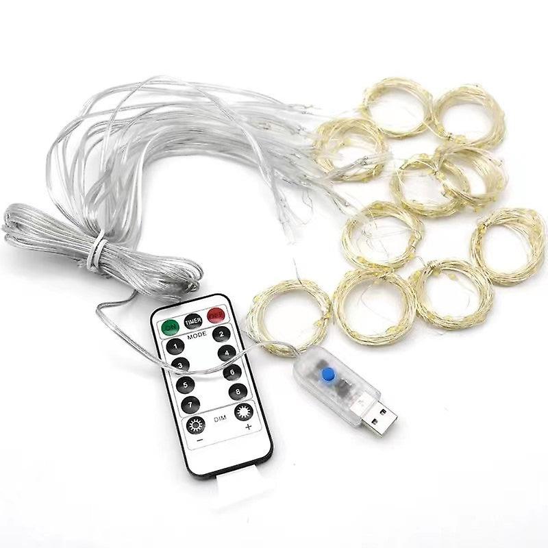 Christmas Gift Xmas Led Copper Wire Curtain Lighting Chain Usb Remote Control