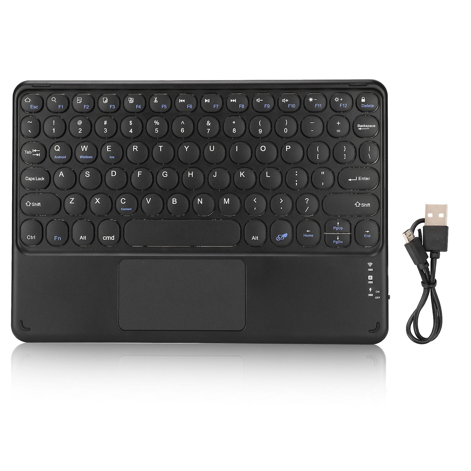 10in Wireless Bluetooth Touchpad Keyboard Ergonomic Retro Round Keycap for Windows iOS