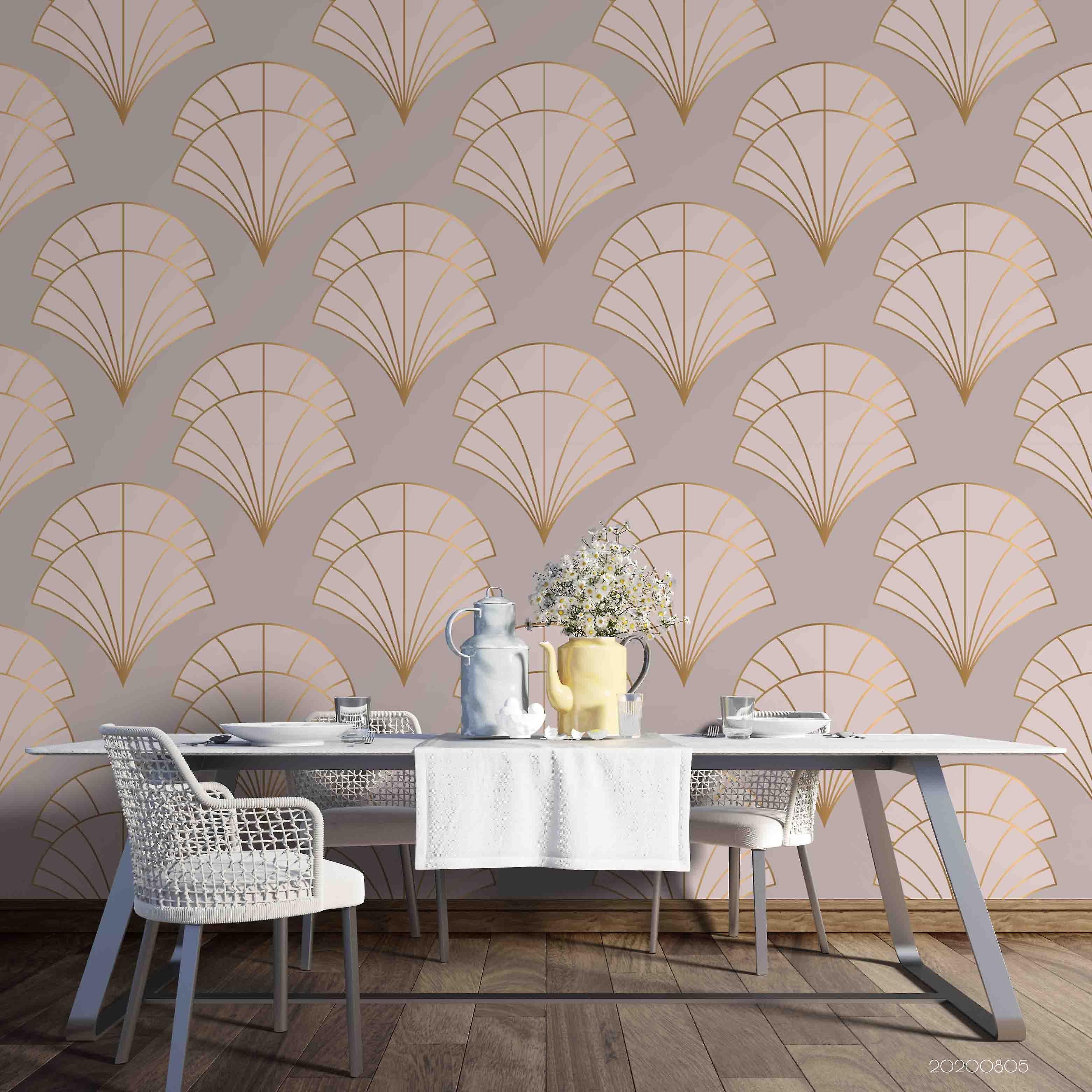 3D Ginkgo Leaf Geometric Pattern Wall Mural Wallpaper Gd 1783
