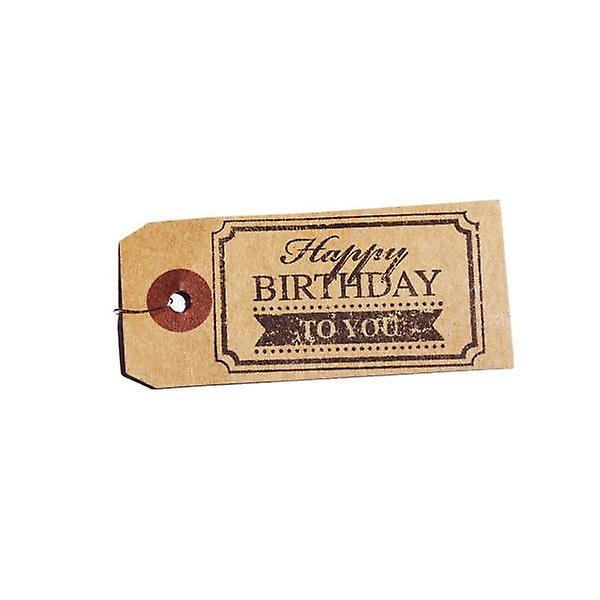 Kraft labels + Wood stamps 'Happy Birthday'