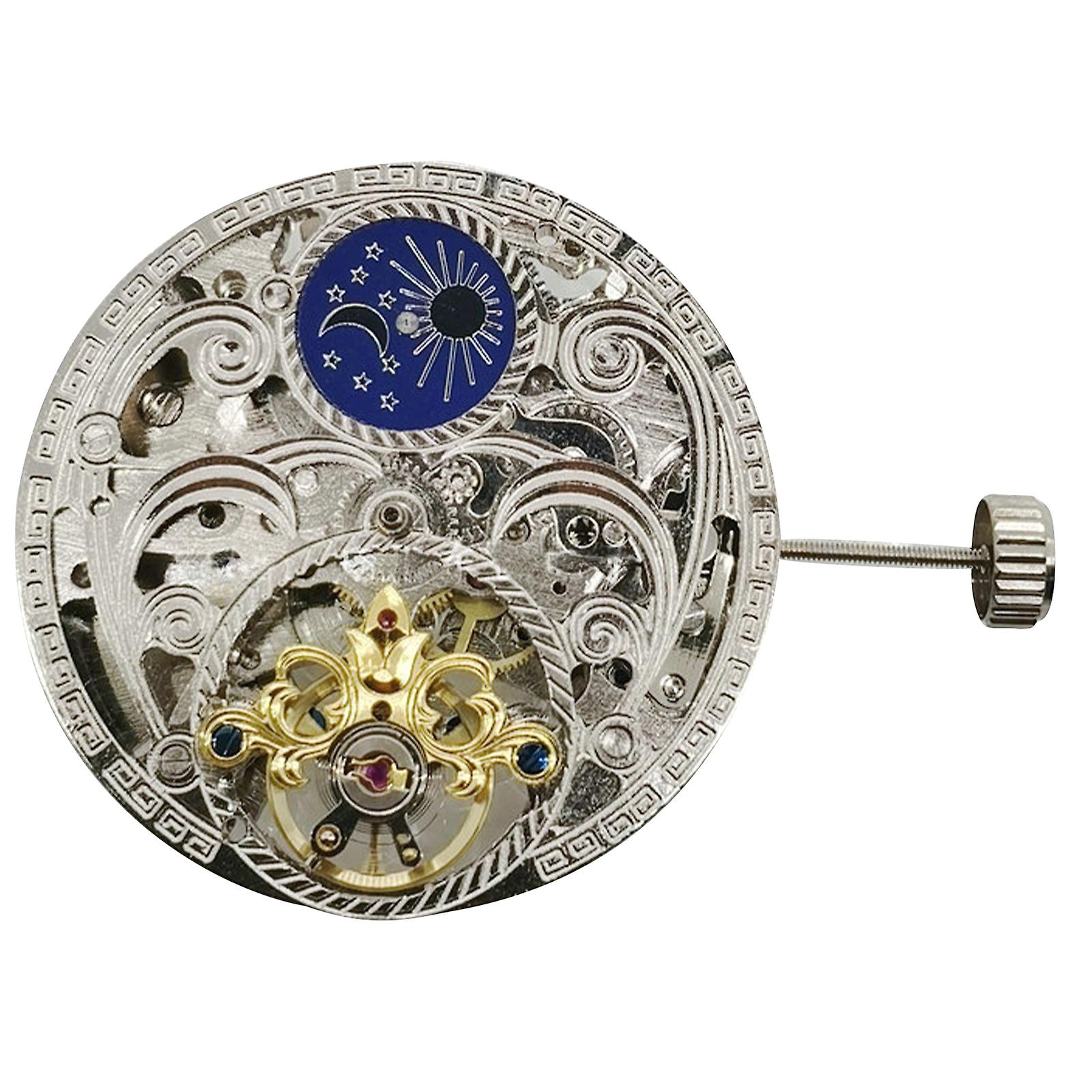 Tourbillon 3 Hands Moon Phase Skeleton Mechanical Watch Movement