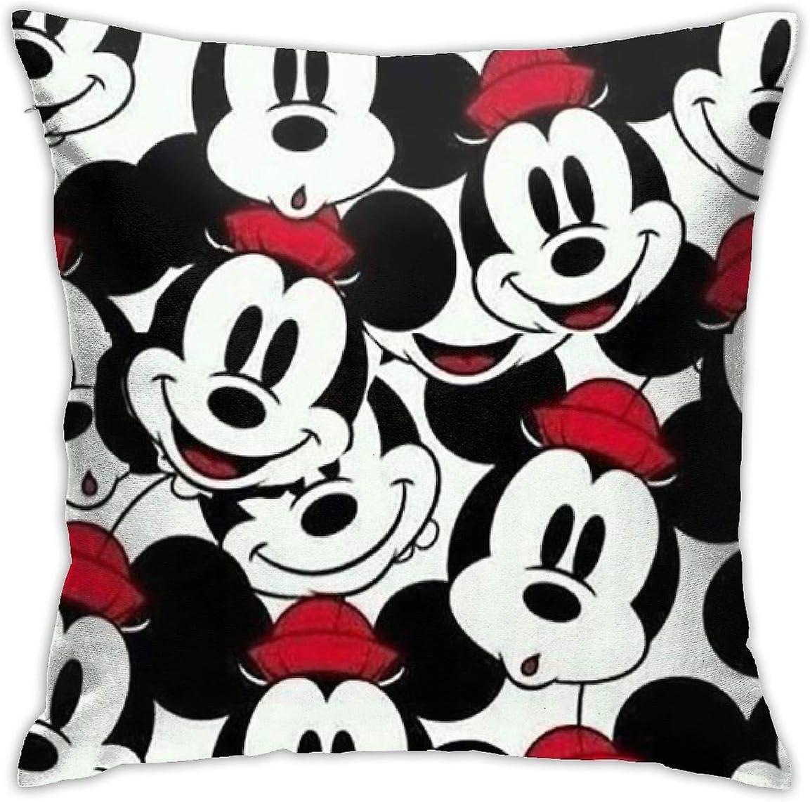 Pillowcase Mickey Mouse Smile Decorative Throw Pillow Covers Cushion Cover for Home Sofa (45cmx45cm)