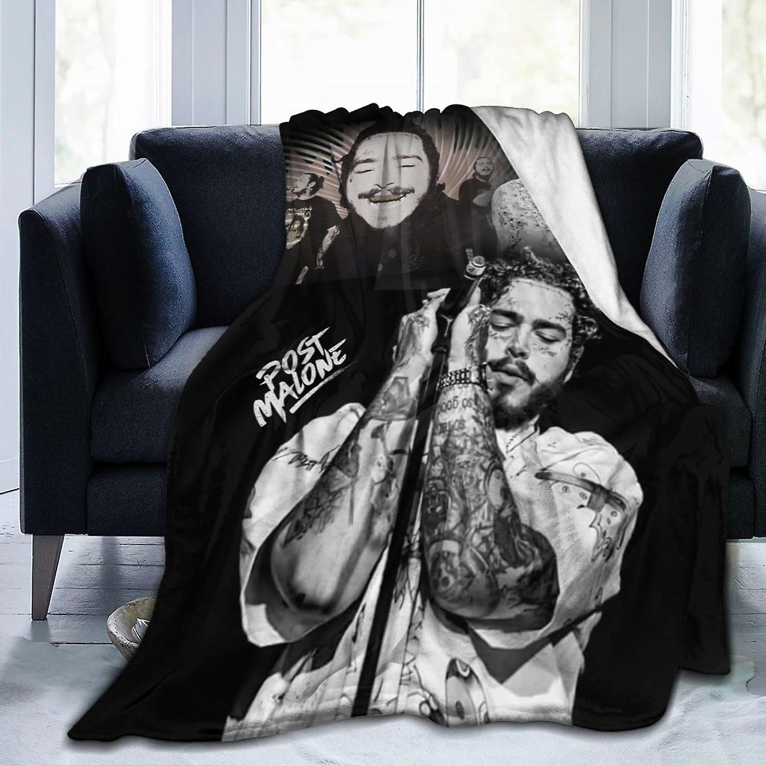Post Malone Throw Blanket Singer 3D Print Super Soft Flannel Seng Tæppe Hyggeligt tæppe til sovesofa sofa