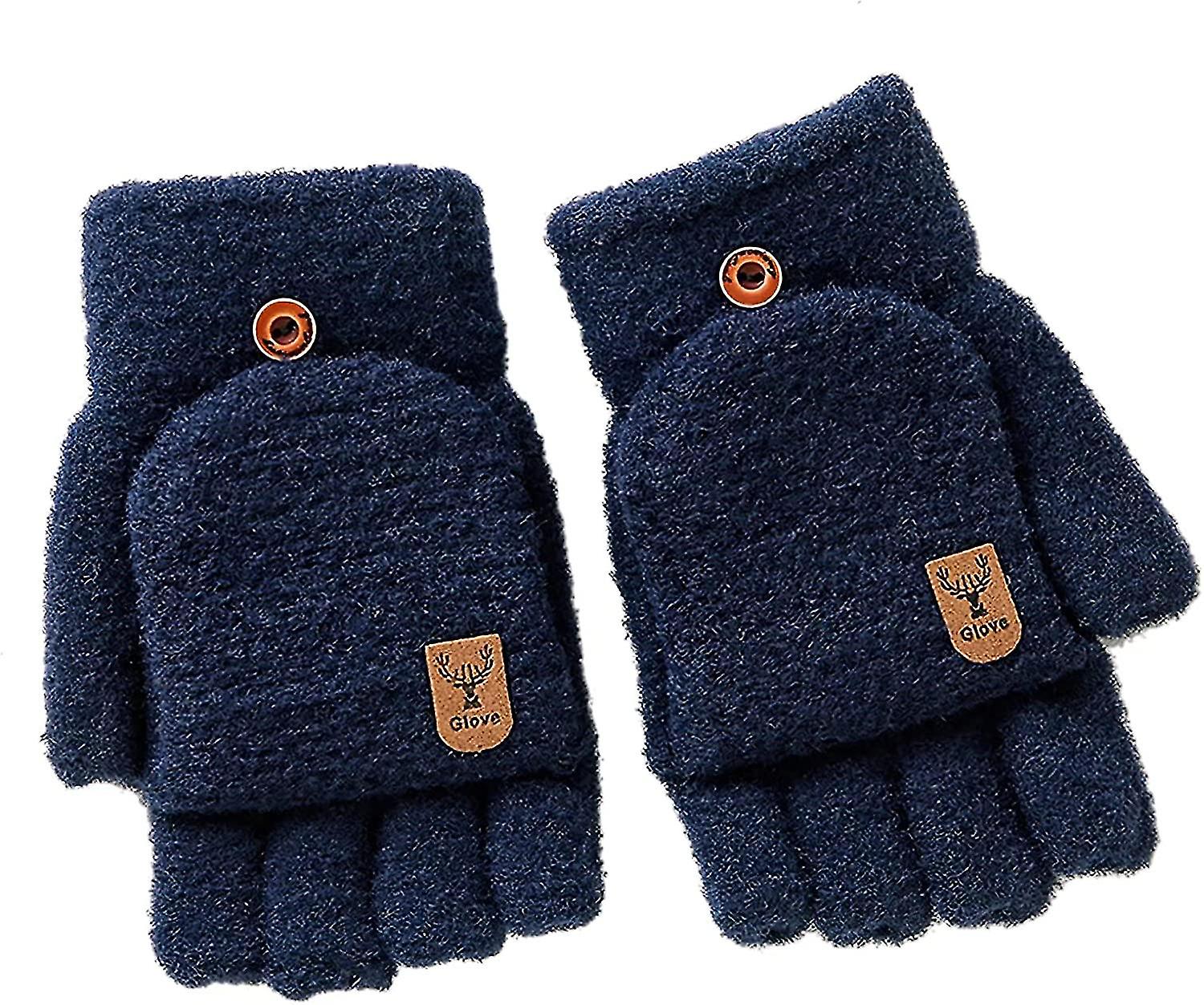 Fingerless Flip Thermal Gloves Soft Fluffy Touch Screen Winter Warm Work Gloves Gift