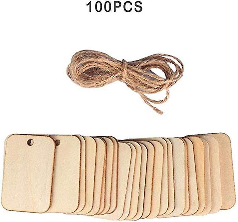 Pack of 100 wooden labels with jute string