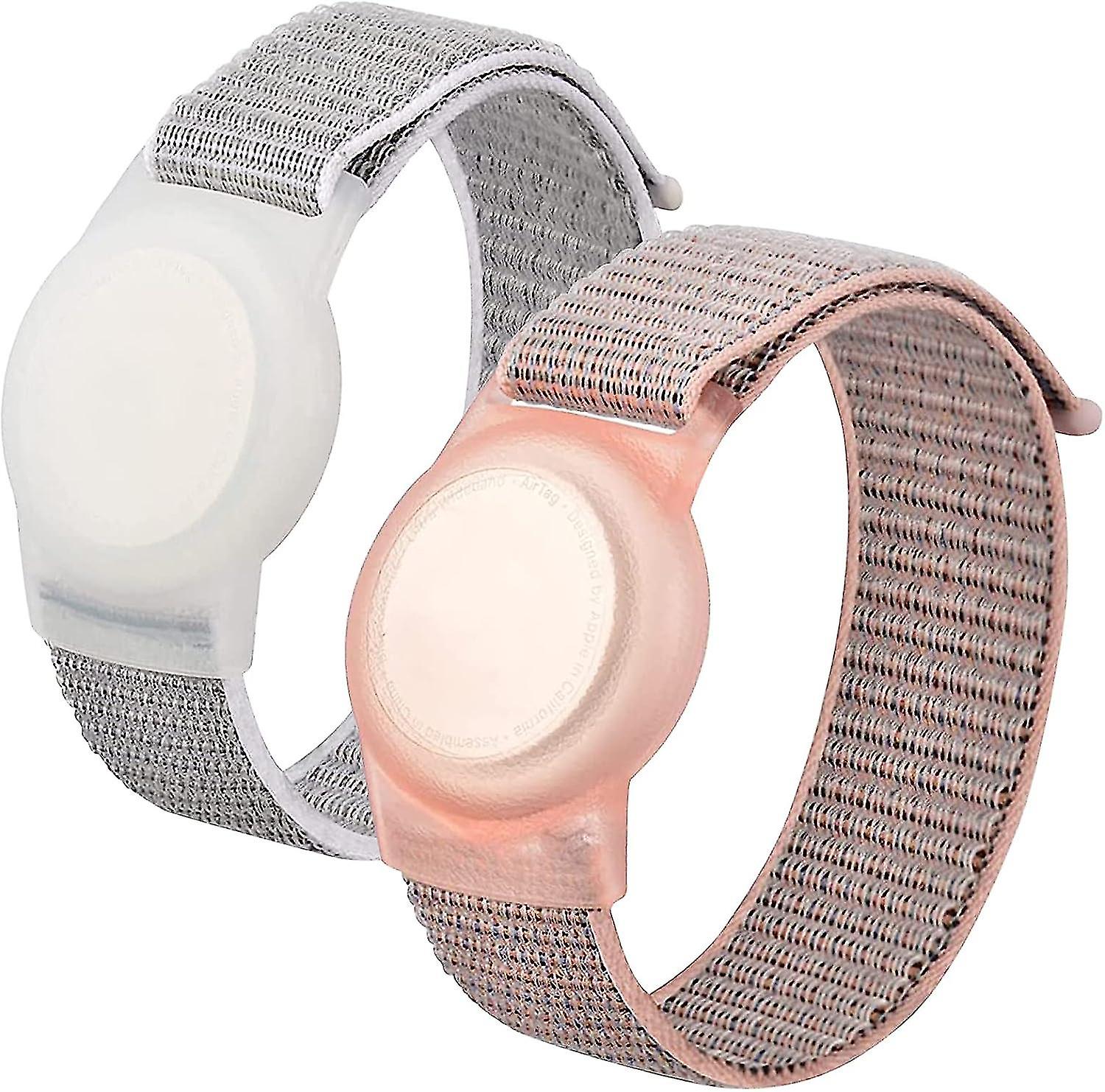 2 Pack Nylon Gps Tracker Holder Case Air Tag Wrist Strap With Adjustable Hook And Loop Strap