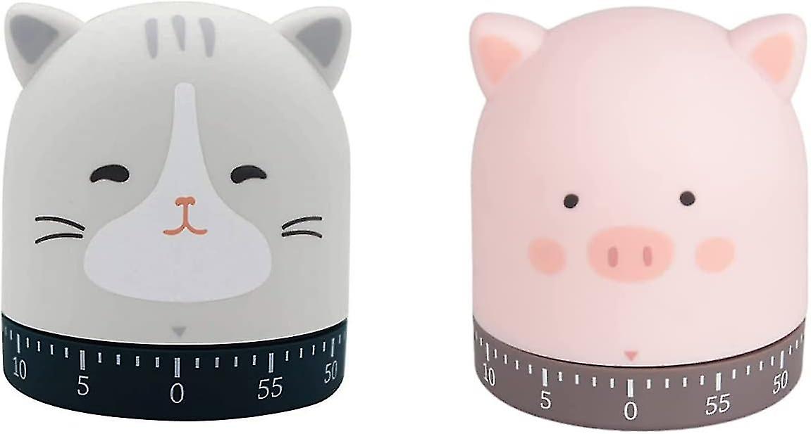 100% Mechanical Kitchen Timer,  60-minute Wind Up Dial 360 Rotating Kitten Countdown No Batteries Loud Ring