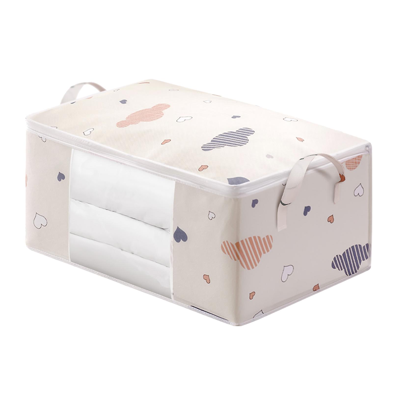 Comforters Storage Bag Nonwoven Fabric Clear Window Reinforced Handle Blanket Clothes Storage Container M 50L 