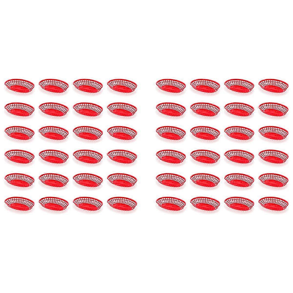 48 stk serveringskurver i plast - ovale pommes friteskurver for hurtigmatservering