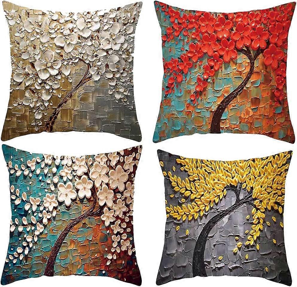 Pack of 4 Throw Pillow Covers Linen Soft Soild Decorative Square Pillow Covers for Bed Sofa Car 18 X18 Inch