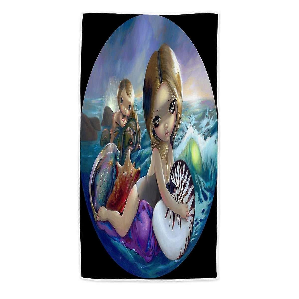 Fantasy Ocean Art Amphitrite Sea Goddess Microfiber Beach Towel