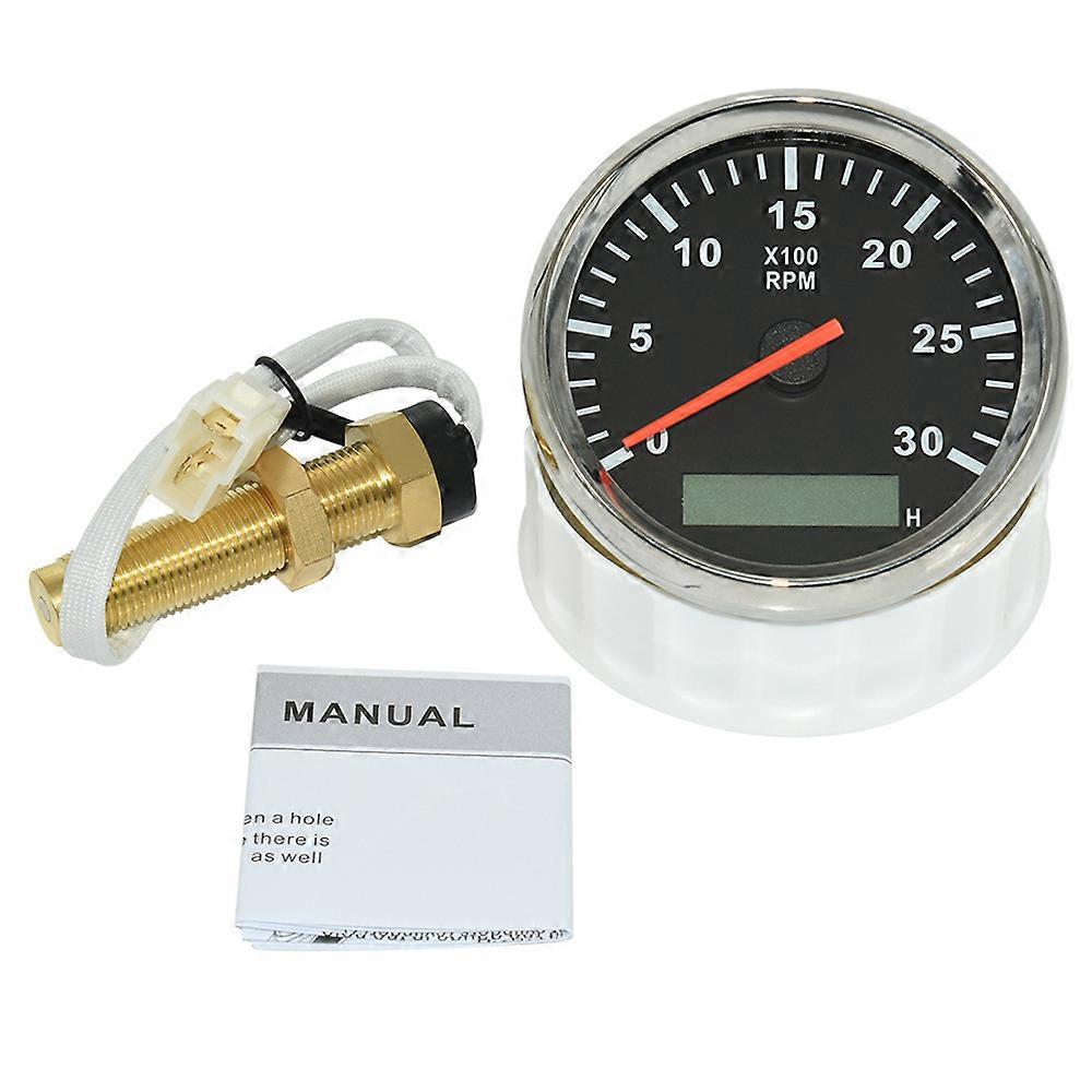 85MM RPM Tachometer Gauge Tach Sensor REV Counter with Hour Meter ...