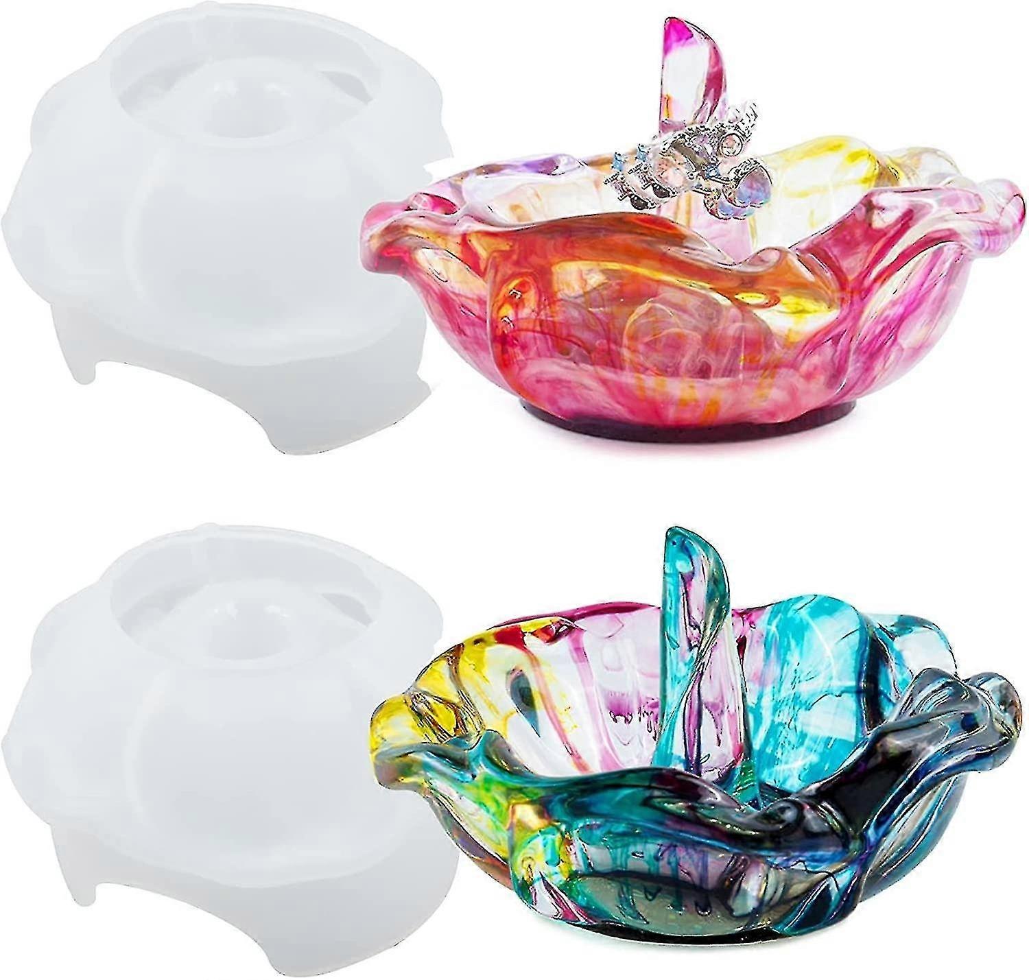 2pcs Trinket Container Mold Silicone Flower Ring Holder Resin Mold Unique Epoxy Resin Casting Mold 3
