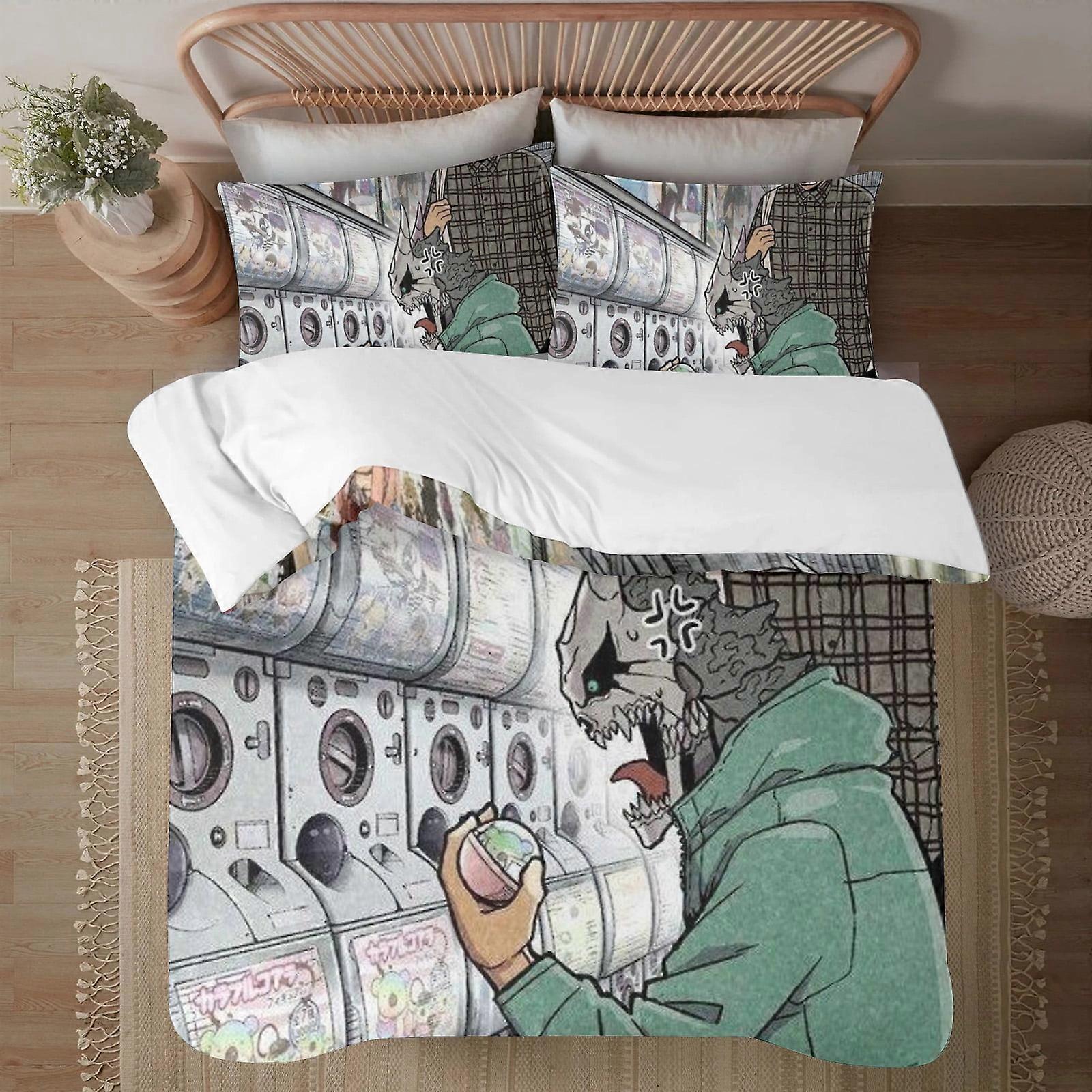 v299 Kaiju No.8 Face on print Soft Bed Set Lightweight 3 Pieces Bedding Sets for All Season Comforter Set Easy Care ol299