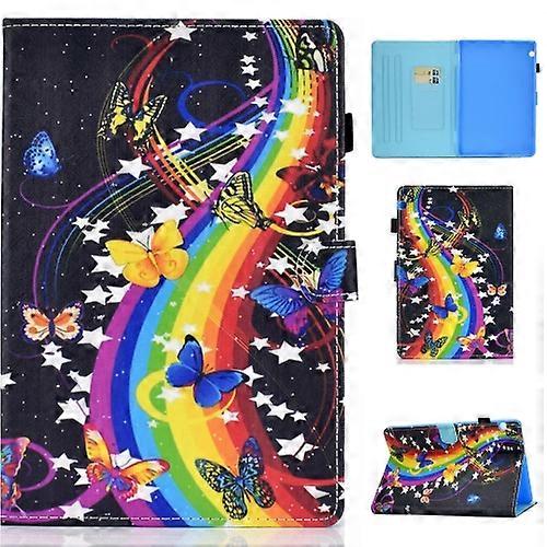 For Huawei MediaPad T5 Horizontal TPU Painted Flat Feather Case Anti-skid strip with Pen Cover/Card Slot/Holder