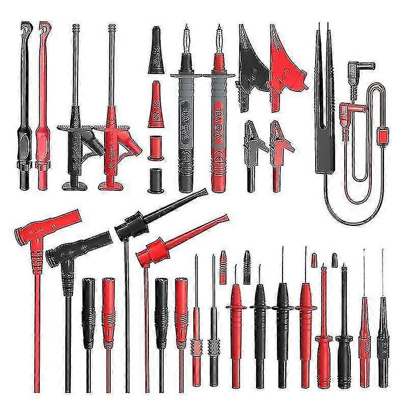 25pcs Silicone Multimeter Test Lead Kit With Replaceable Threading Probes, Alligator Clips, Test Ho