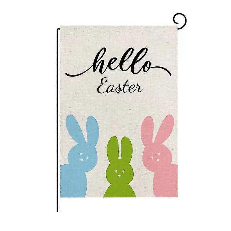 Easter Bunny Egg Pattern Linen Garden Flag Printed Double Sided