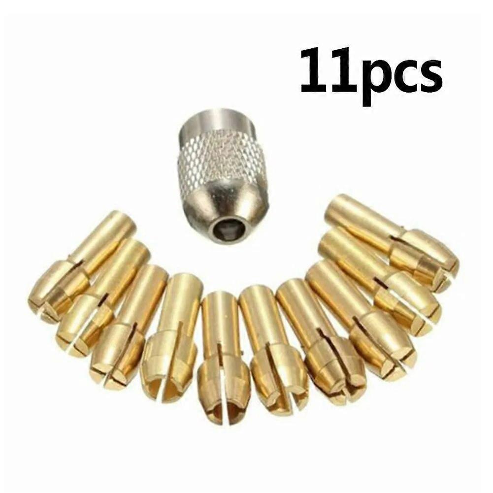 11 PCS Mini Drill Brass Collet Chuck & Nut Set 05-32mm For Dremel Rotary Tool Brass Nut For Dremel Power Tool Accessories Set