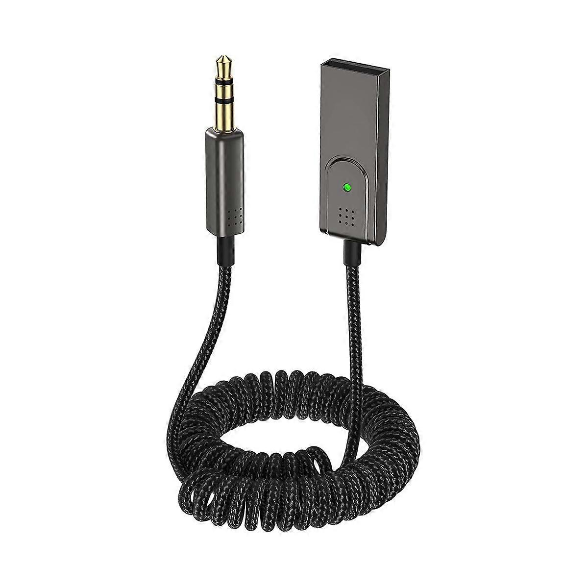 Aux to Bluetooth 5.1 Adapter 3.5mm Bluetooth Receiver, Built-in Microphone, for Car Speakers and Ho