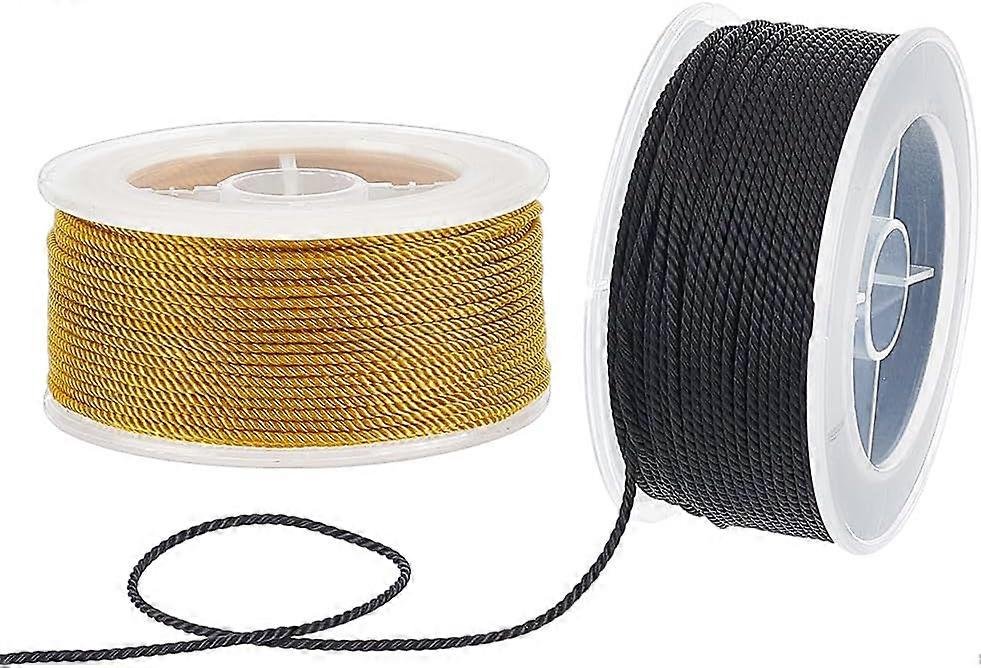 54.7 Yards/50m 2.5mm Twisted Nylon Cord 3-ply Satin Nylon Trim Cord Macrame Thread String Cord Braided Beading Cord Chinese Knotting Cord for DIY Craf