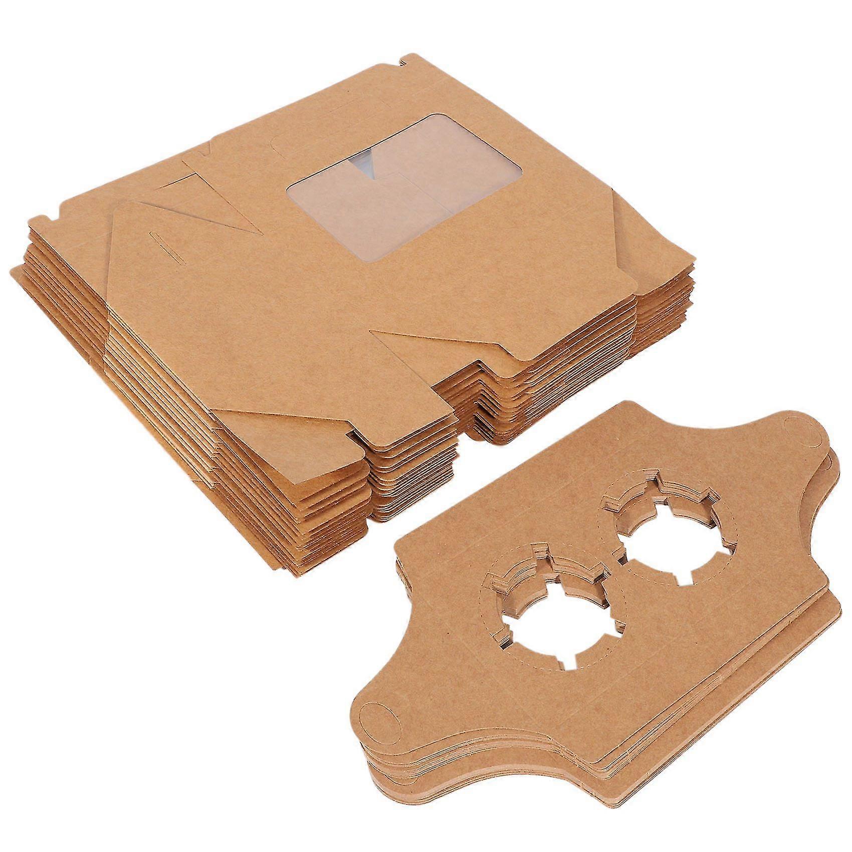 20pcs 2 Holders Cupcake Boxes With Window Insert And Handle, Party Packing Cupcake Muffin Carry Boxe
