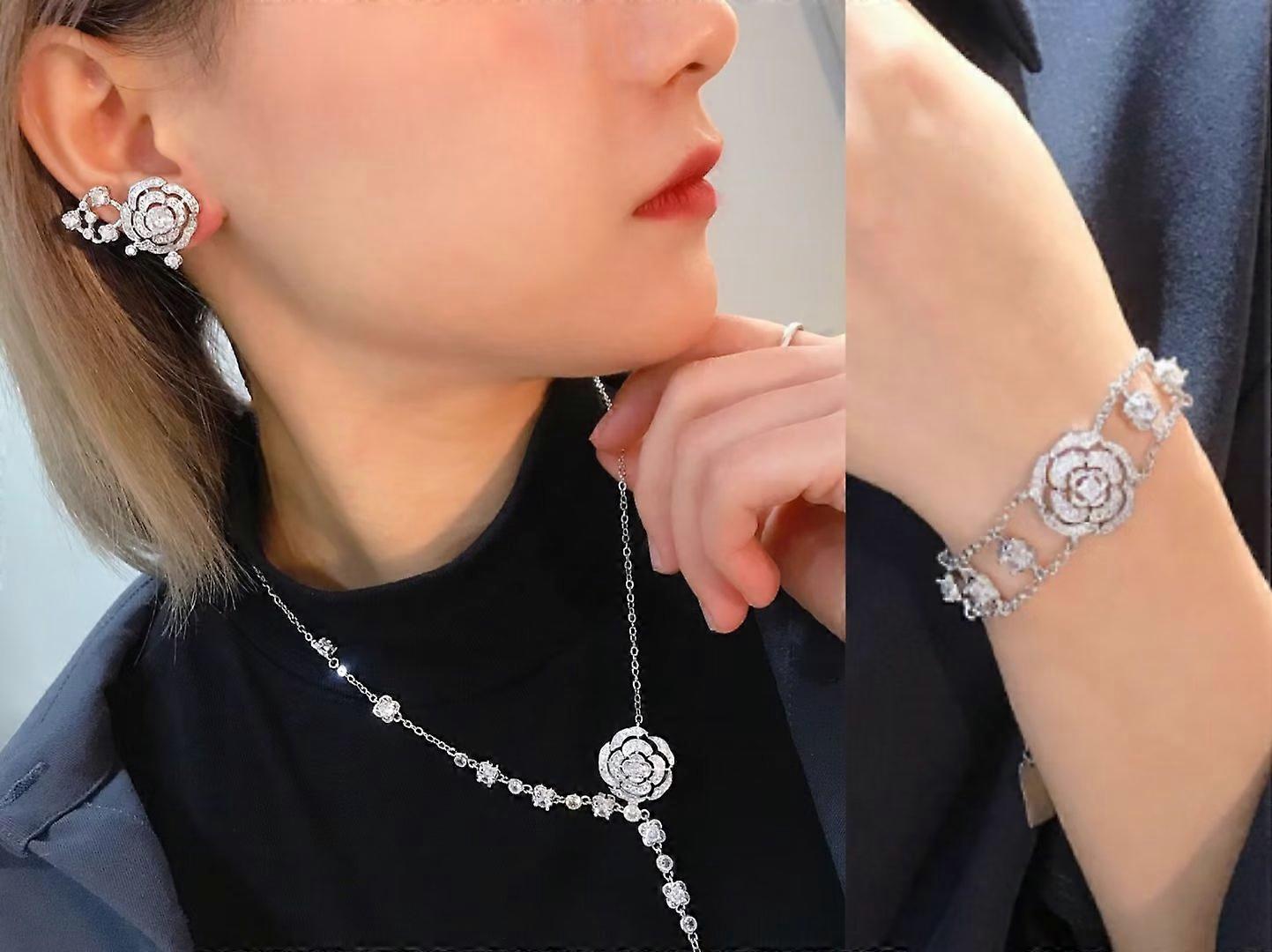 Rose Camellia Bloem Sieraden Sets, Mode