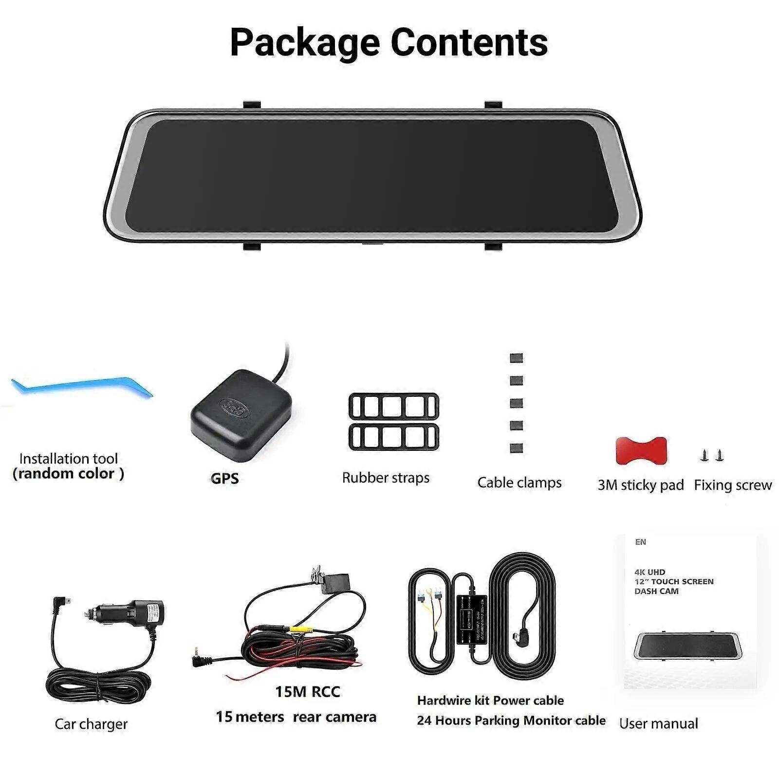 4K Dash Cam Mirror CAR DVR RearView Mirror Dash Cam Dual Rear View Mirror Black Box Vehicle Driving Recorder Mirror Dashcam