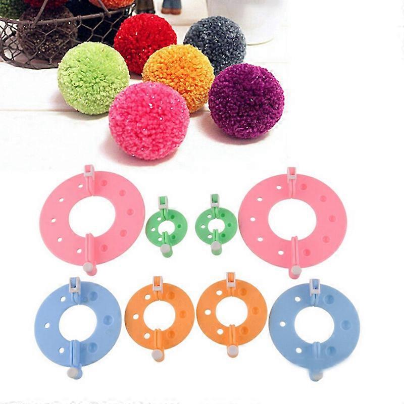 8Pcs Set Pompom Maker Tools, Pompom Making Kit DIY Knitting Tool with Scissors, 4 Sizes