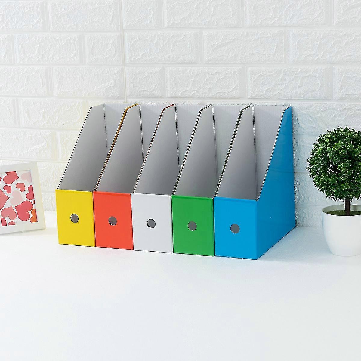 packing magazine rack cardboard box pre-folded with sticker storage box notebook documents easy to assemble (multicolor)